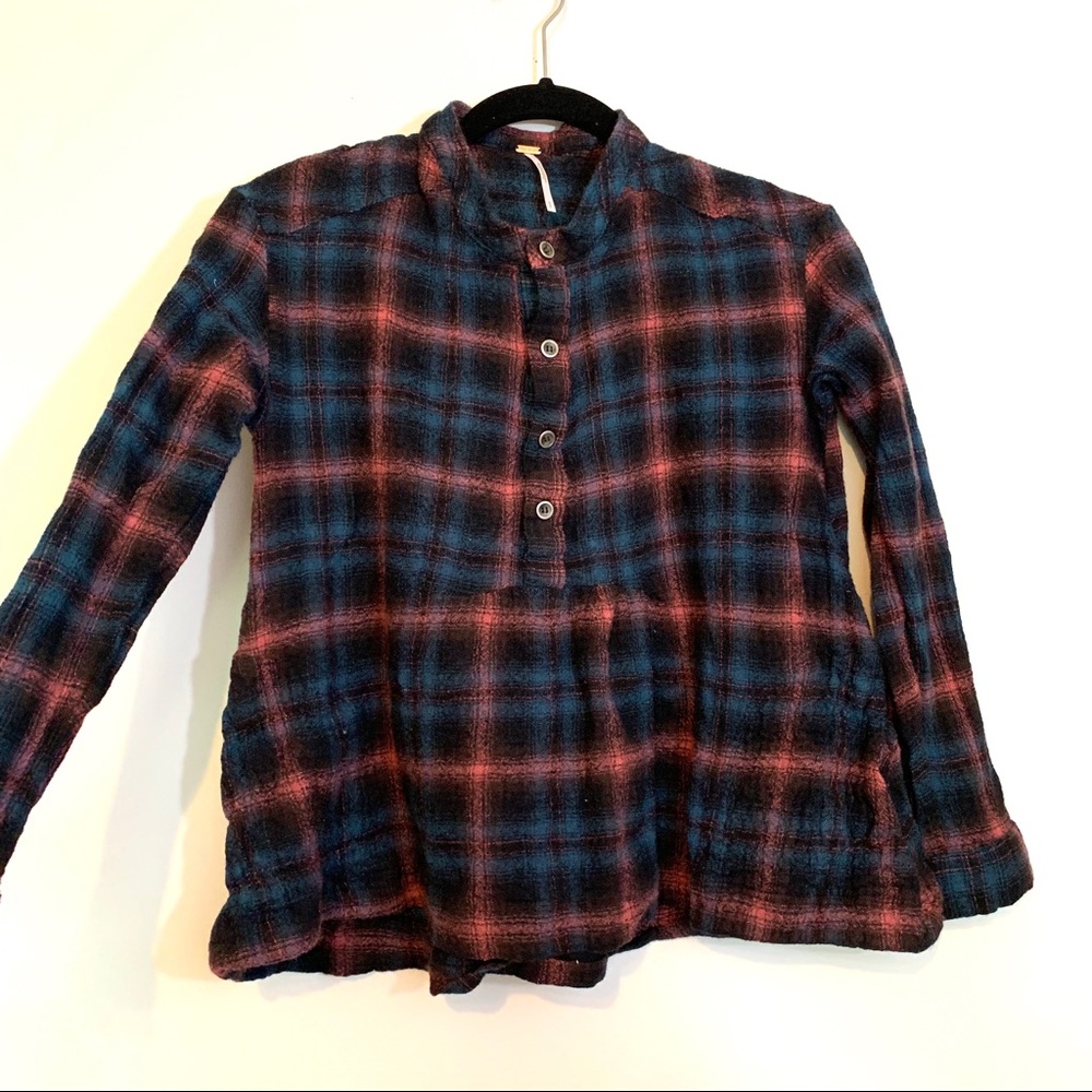 Free People Striped Wool Peplum Top With Pockets